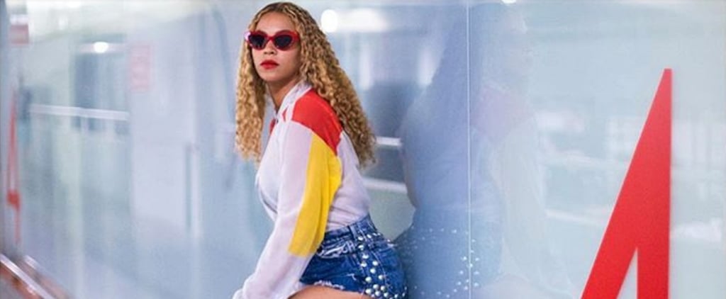 Beyoncé Studded Denim Shorts in Barcelona 2018
