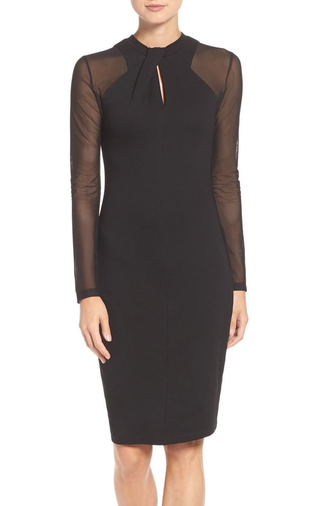 French Connection 'Tania Tuck' Mesh Sleeve Sheath Dress ($148)