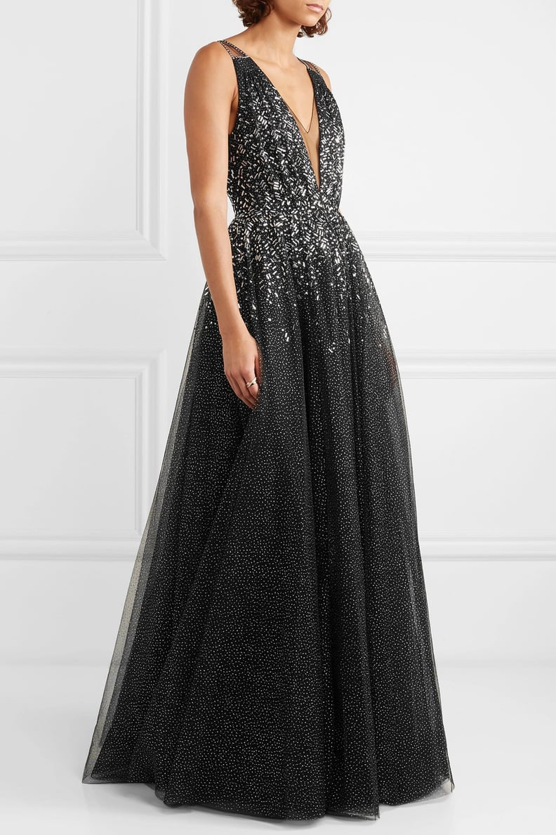 Jenny Packham Samar Crystal-Embellished Glittered Tulle Gown