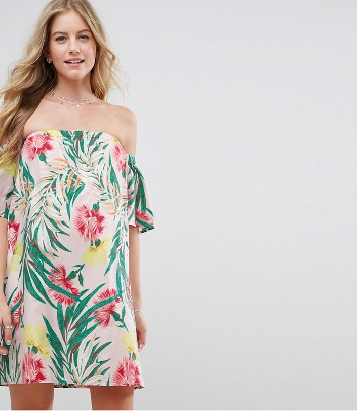 Asos Tropical-Print Off-Shoulder Sundress With Ruffle Detail