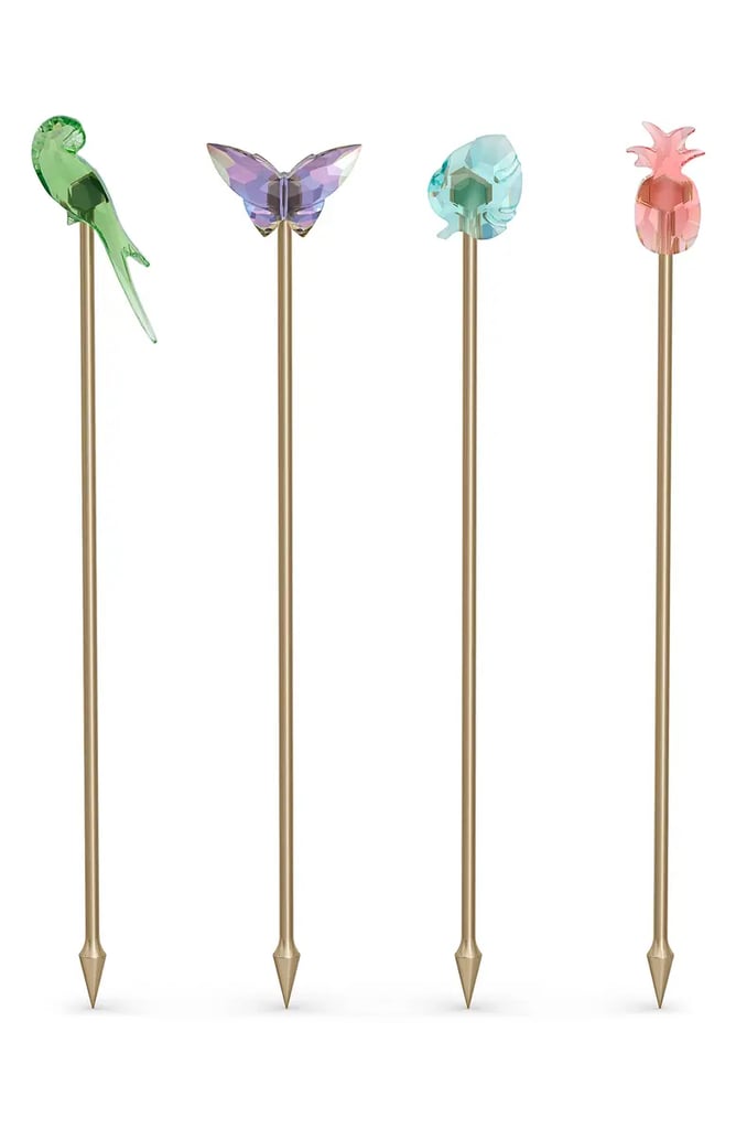 Stunning Swirl: Swarovski Jungle Beats Set of 4 Cocktail Stirrers