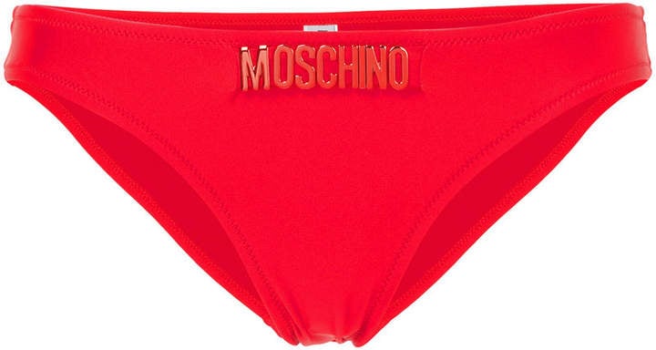 Moschino Wave Detail Logo Bikini Bottom