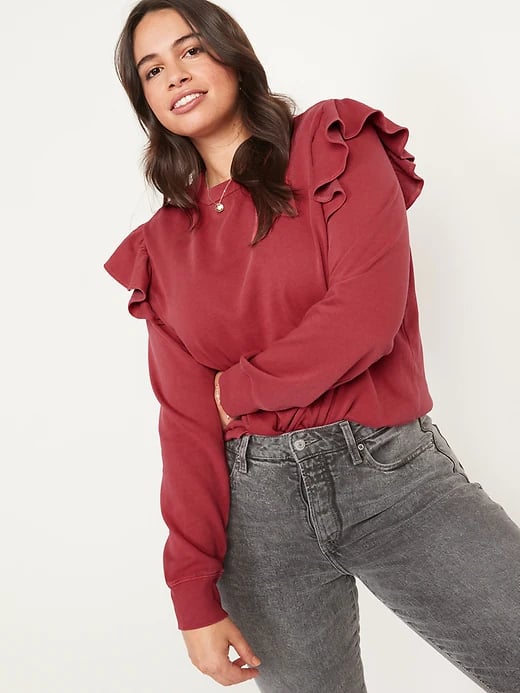 Ruffle-Trimmed French-Terry Sweatshirt