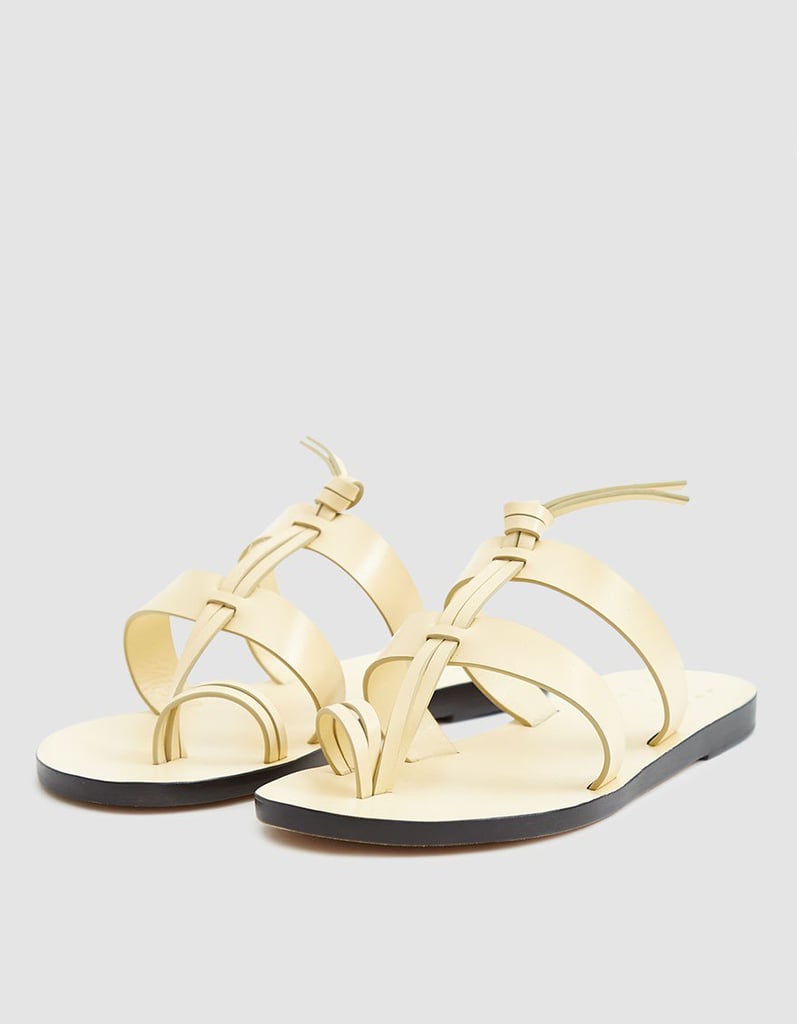 Trademark Capra Leather Sandal in Pale Yellow