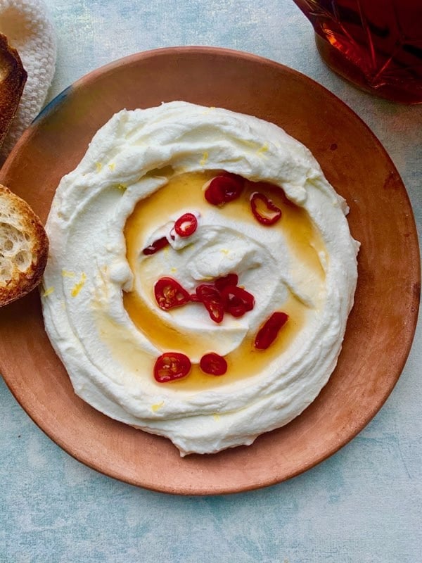 Whipped Ricotta With Maple Syrup, Calabrian Chiles, and Grilled Sourdough