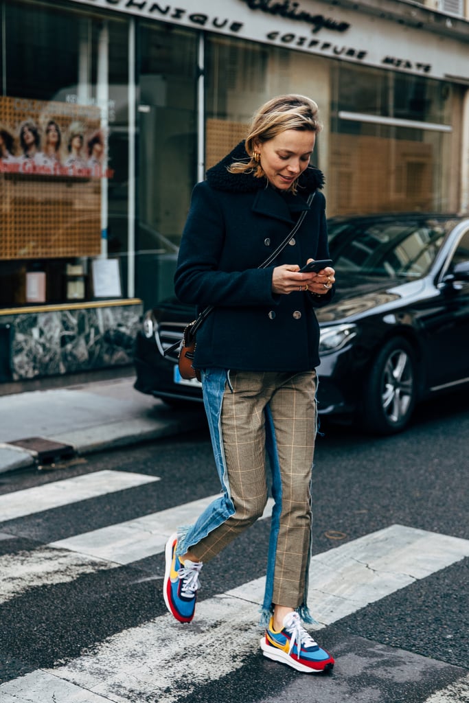 You can wear your favourite coat with a pair of cool trousers and colourful sneakers to mix things up.