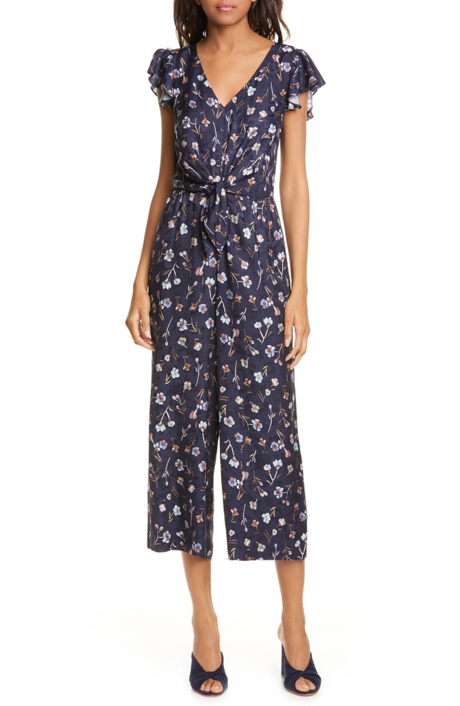 Rebecca Taylor Aurelie Tie Floral Silk Blend Jumpsuit