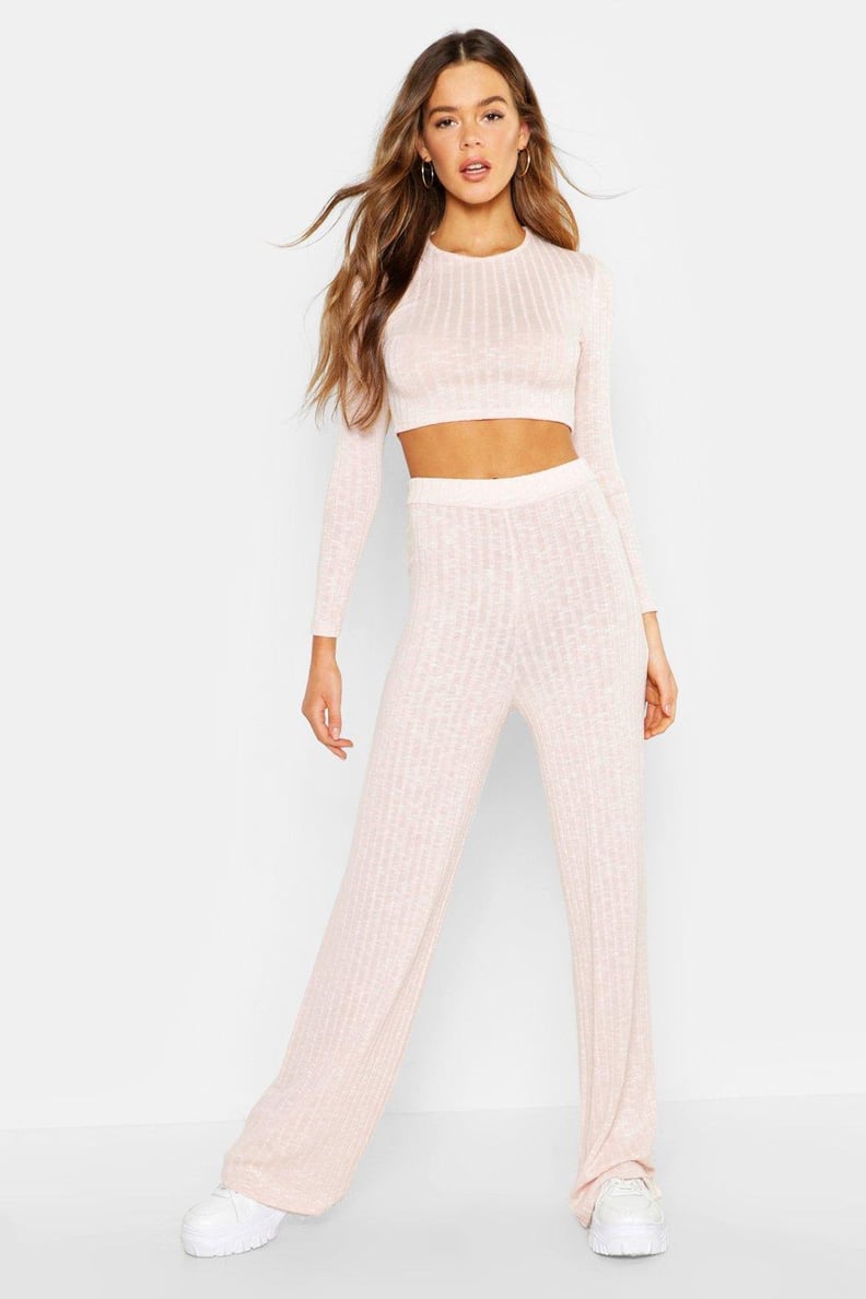 Rib Cropped Top & Pants Co-Ord Set