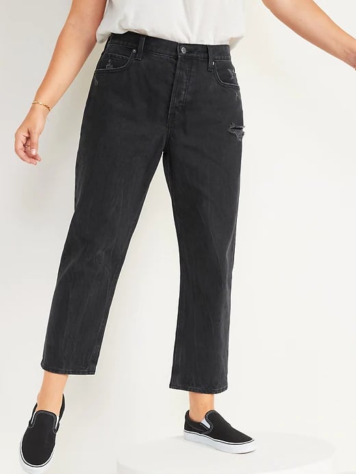 Old Navy High-Waisted Slouchy Straight Cropped Distressed Jeans