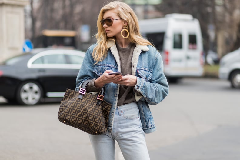 A Sherling-lined Denim Jacket and Lighwash Jeans