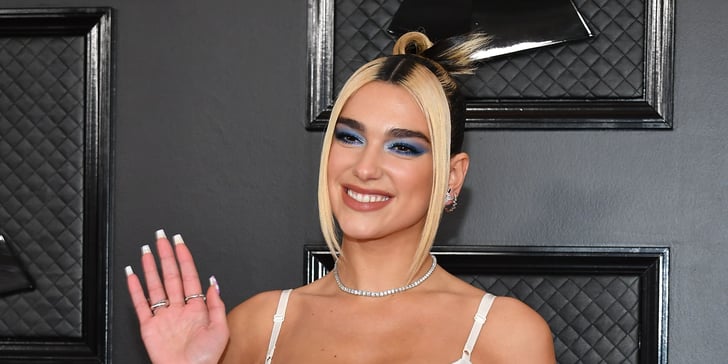 Dua Lipa's Checkered Nail Art at the Grammys 2020 | POPSUGAR Beauty