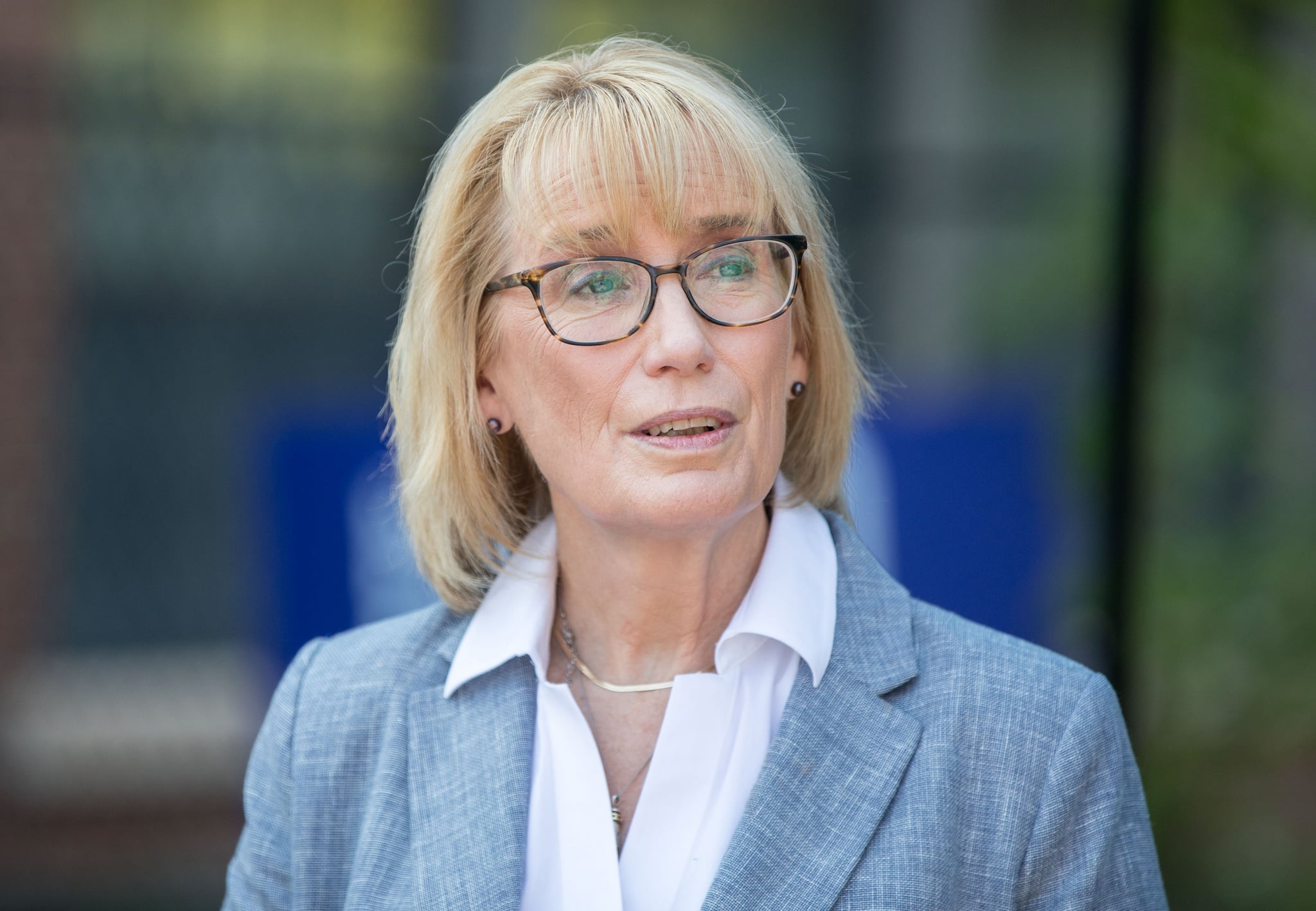 DOVER, NH - SEPTEMBER 10:  Incumbent Democratic Senate candidate, U.S. Sen. Maggie Hassan (D-NH) speaks during a campaign canvas kickoff event on September 10, 2022 in Dover, New Hampshire.  Hassan is running for Senate reelection this year in New Hampshire and her Republican opponent will be chosen in the upcoming GOP primary.  (Photo by Scott Eisen/Getty Images)
