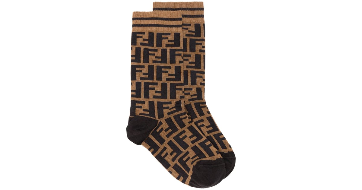 Fendi Brown and Black FF Logo Cotton Socks | The Best Fashion Gifts For ...