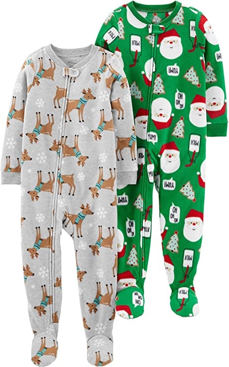 Simple Joys by Carter's Baby and Toddler 2-Pack Holiday Fleece Footed Pajamas