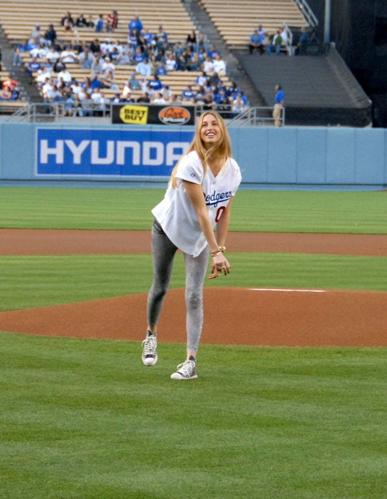Whitney Port gave the first pitch her best at an LA Dodgers game in May 2009.