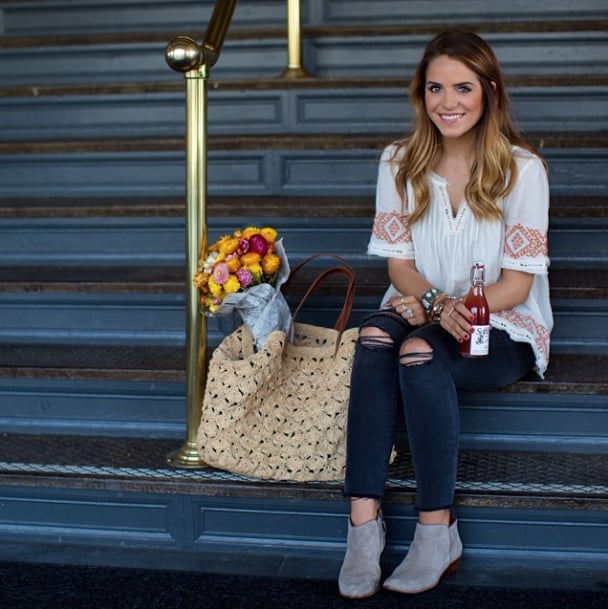 Throw on a breezy embroidered top to give your jeans a distinctly summery vibe. 
Source: Instagram user juliahengel