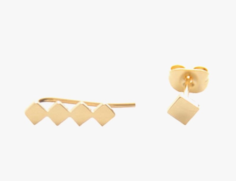 Square Ear Climber and Stud Set
