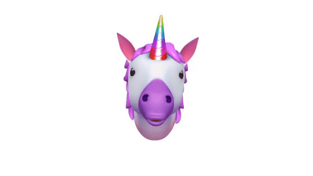 Here's a look at a unicorn Animoji opening its mouth.