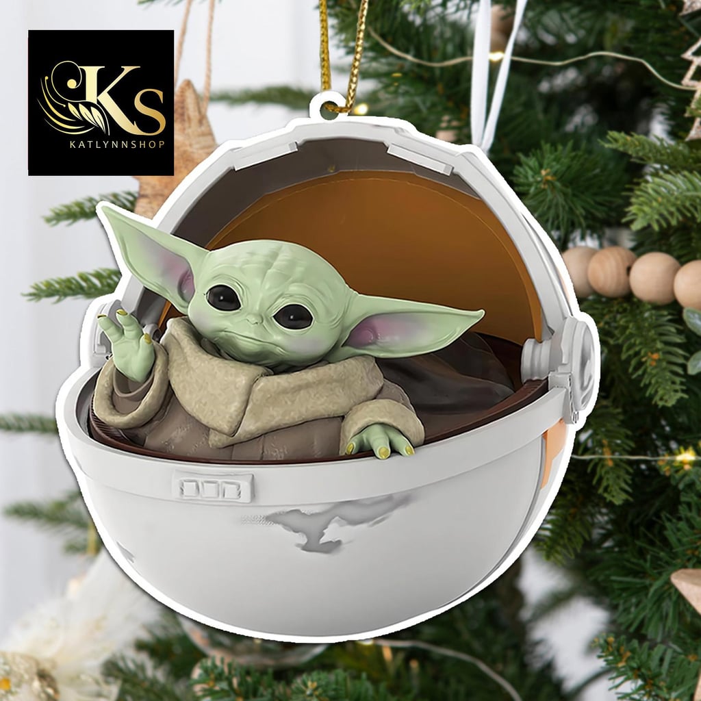 Cute Baby Yoda Christmas 2D Mica Ornament