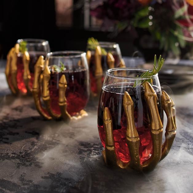 Eerie Wine Glasses: Skeleton Hand Wine Glasses
