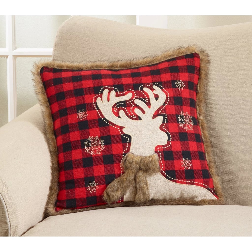 Plaid Faux Fur Reindeer Square Pillow Best Target Christmas