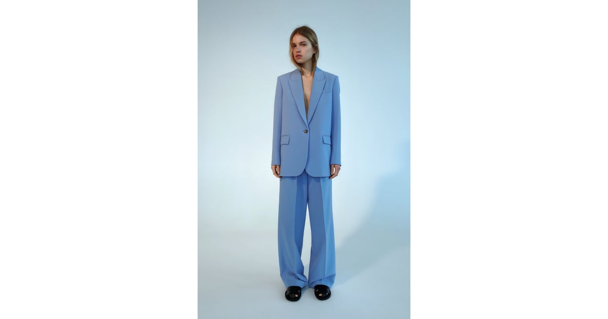 A Blue Suit: Zara Wide Leg Pants With Darts and Oversized Blazer