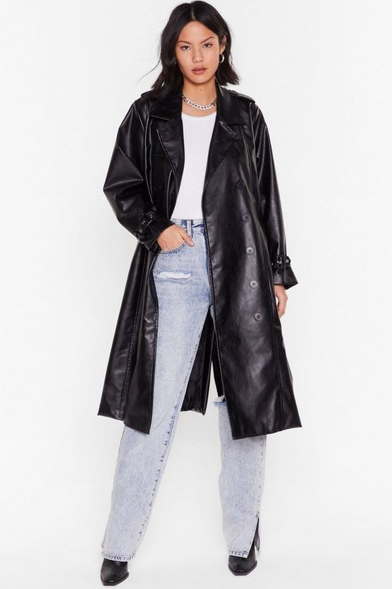 Nasty Gal You Faux-Leather Know Belted Trench Coat