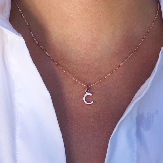 Annie Haak Itsy Bitsy Initial Rose Gold Necklace