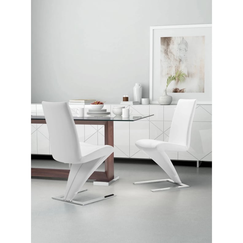 ZM Home Modern Stainless Steel Cantilever Design Dining Chair -  Set of 2