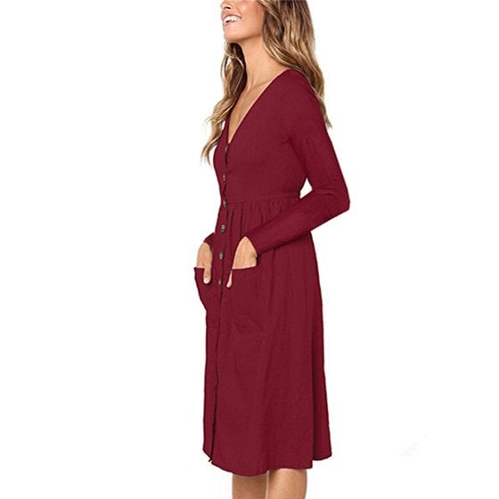 JustVH V-Neck Midi Dress