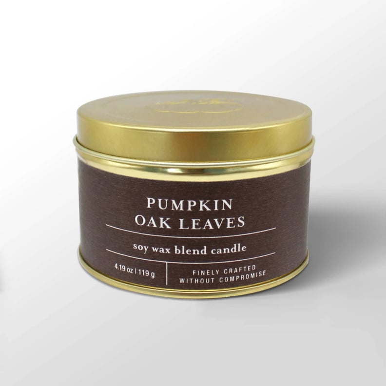 Pumpkin Oak Leaves Tin Jar Candle