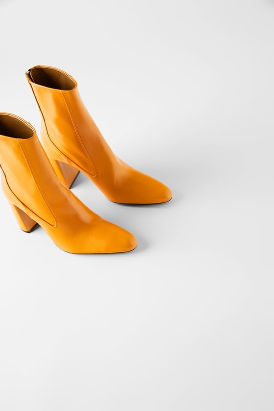 Zara Leather Heeled Ankle Boots