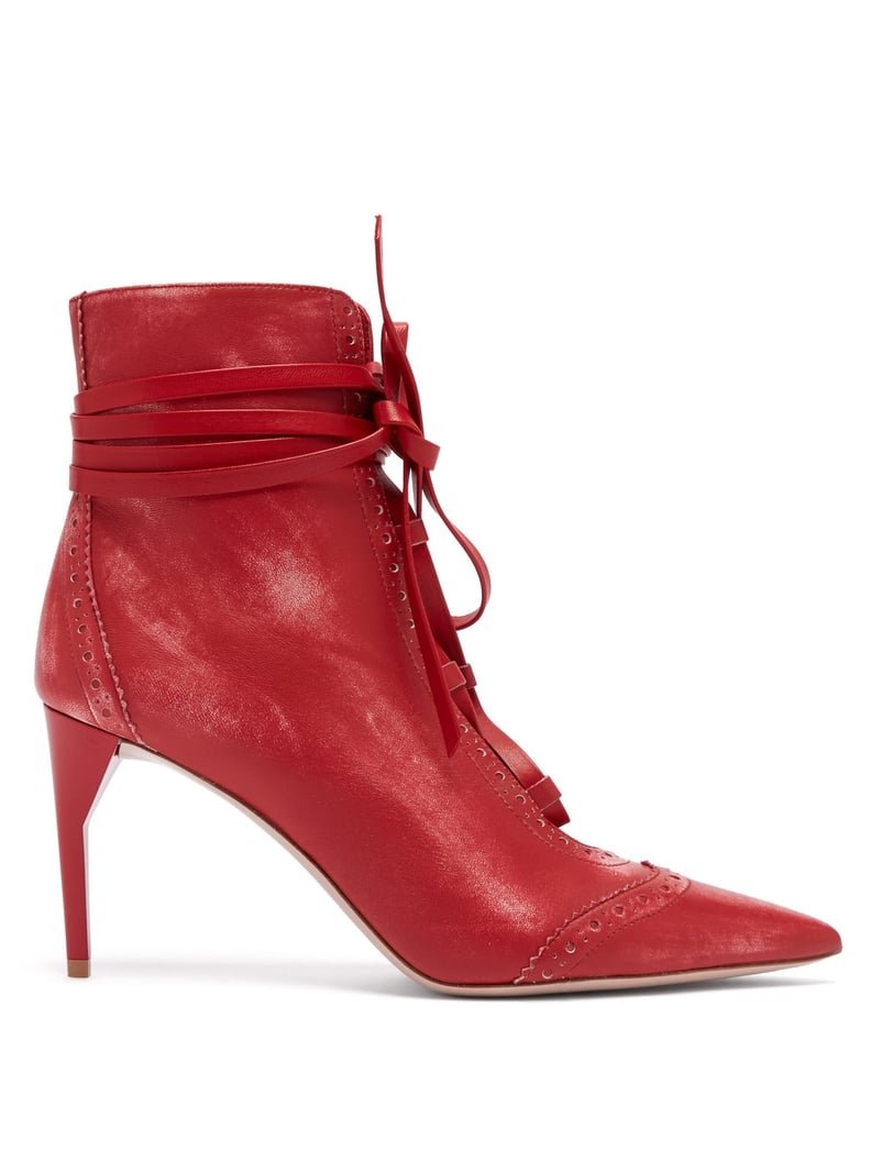 Our Pick: Miu Miu Point Toe Lace-Up Leather Ankle Boots