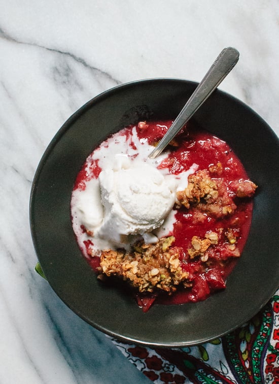 Plum Crisp With Pistachio, Almond, and Oat Topping