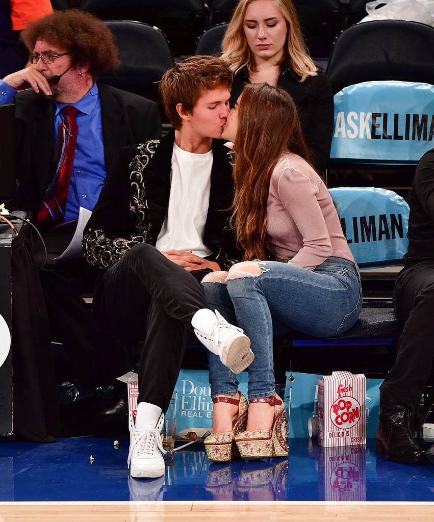 Ansel Elgort and Violetta Komyshan at Knicks Game Oct. 2016