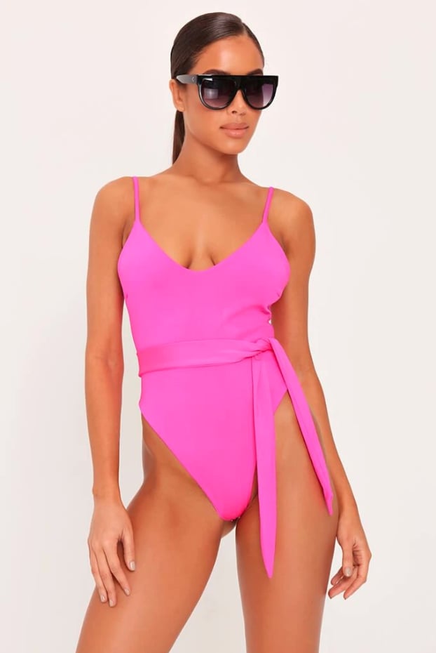 I Saw It First Neon Pink Belted Swimsuit