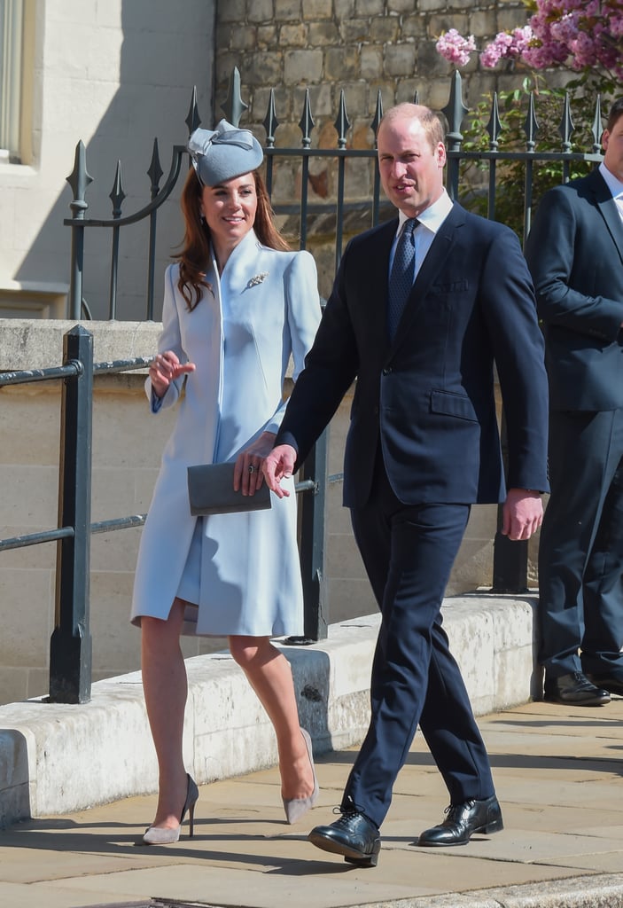 Kate styled her coat with an acorn brooch.