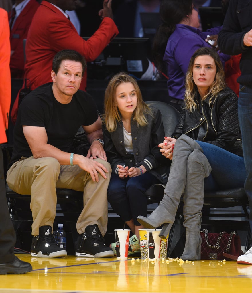 Mark Wahlberg With Wife and Daughter at Lakers Game 2015