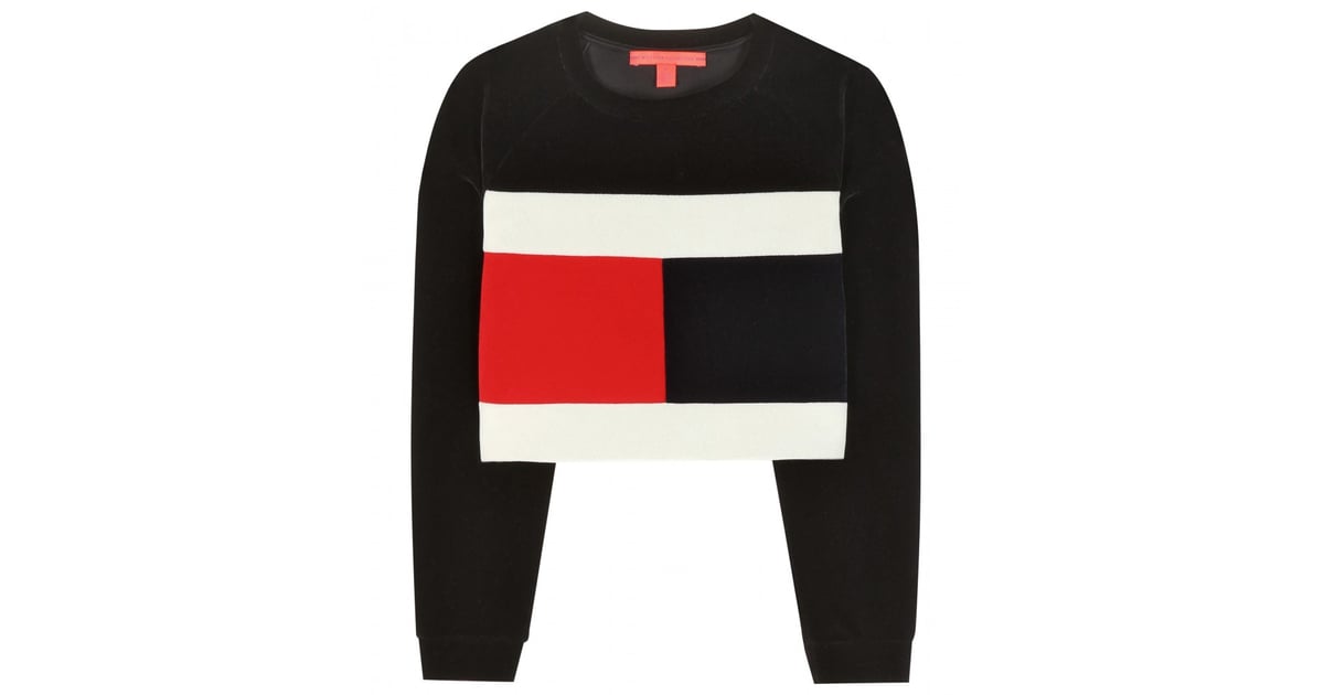 tommy hilfiger flag logo cropped sweatshirt