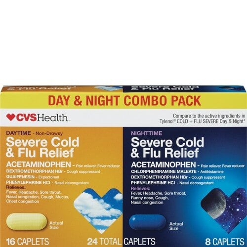 CVS Health Day + Nighttime Severe Cold & Flu Relief Caplet Combo Pack