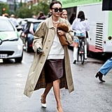 Fall Outfit Idea: Trench Coat + Leather Skirt