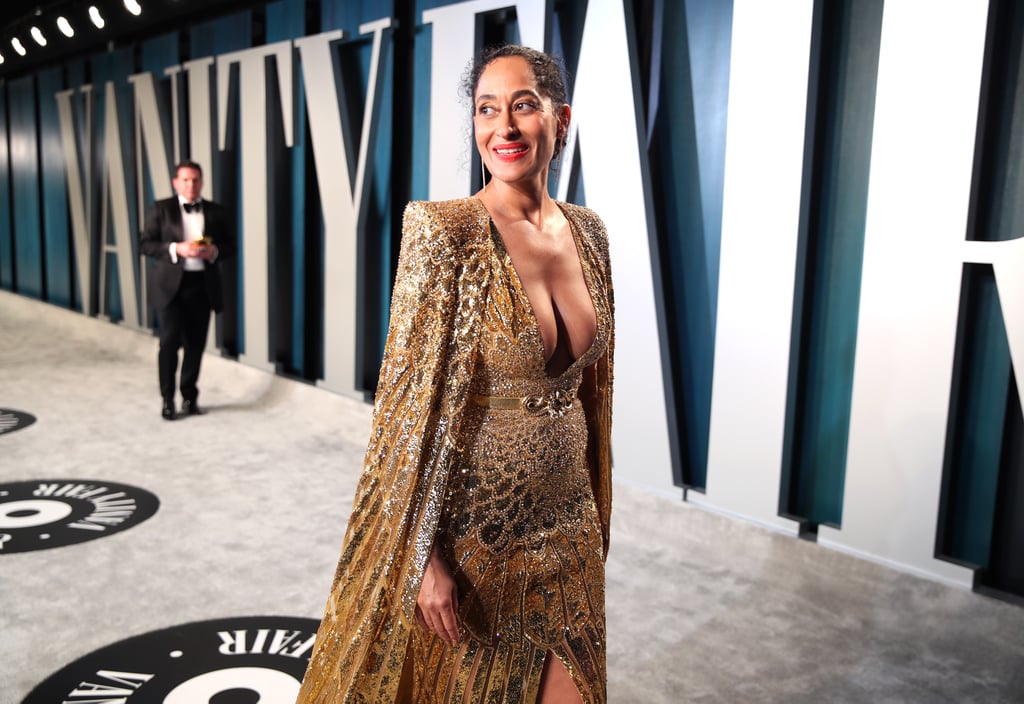 Tracee Ellis Ross Gold Dress Vanity Fair Oscars Party 2020