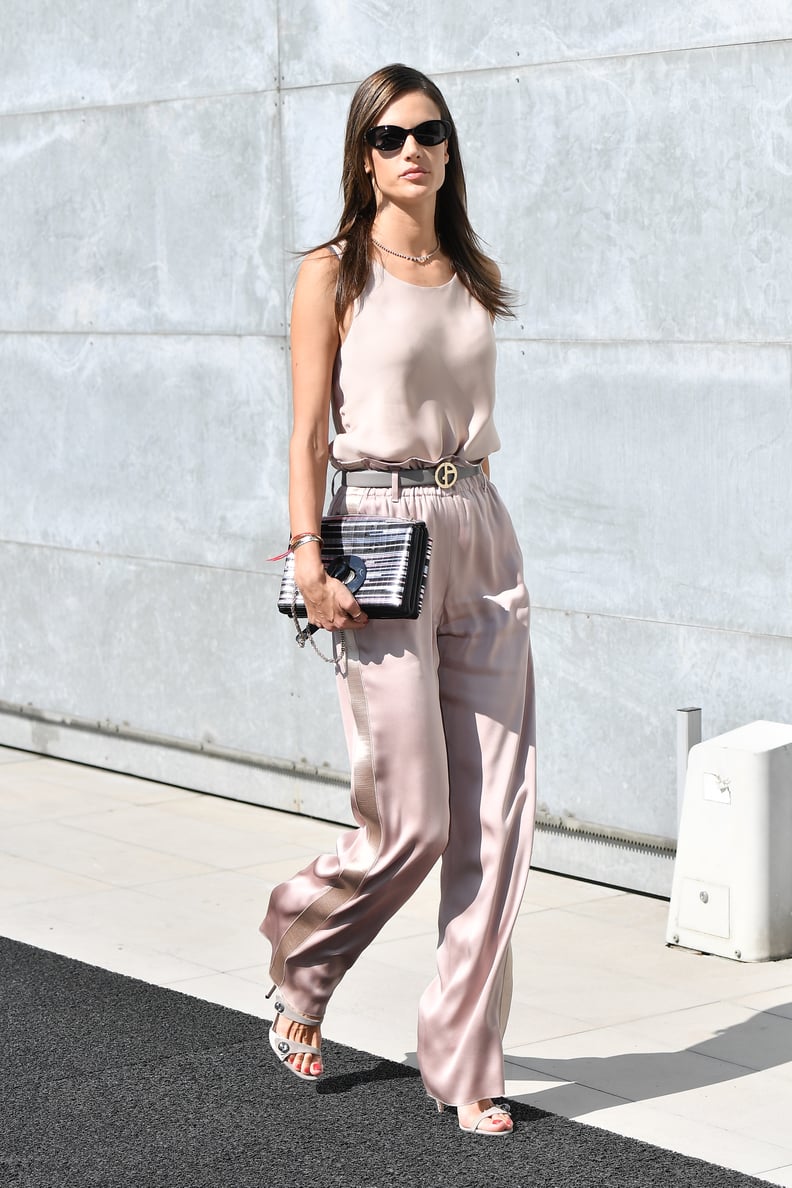 Alessandra Ambrosio Wore Giorgio Armani to the Brand's Show