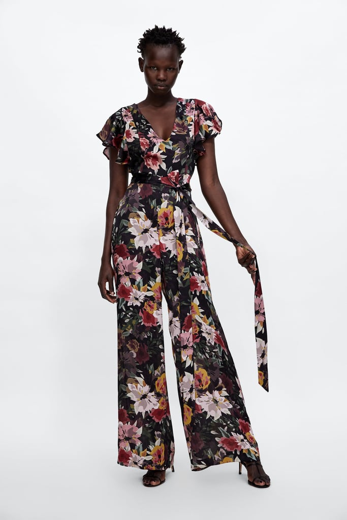 zara floral print jumpsuit dress