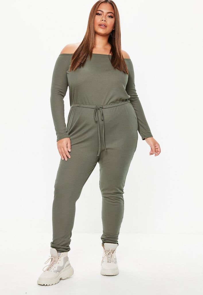 Missguided Ribbed Bardot Jumpsuit | Victoria Beckham's Boilersuit ...