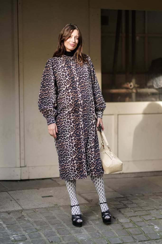 Style Your Leopard-Print Coat With: Tights and Platform Heels