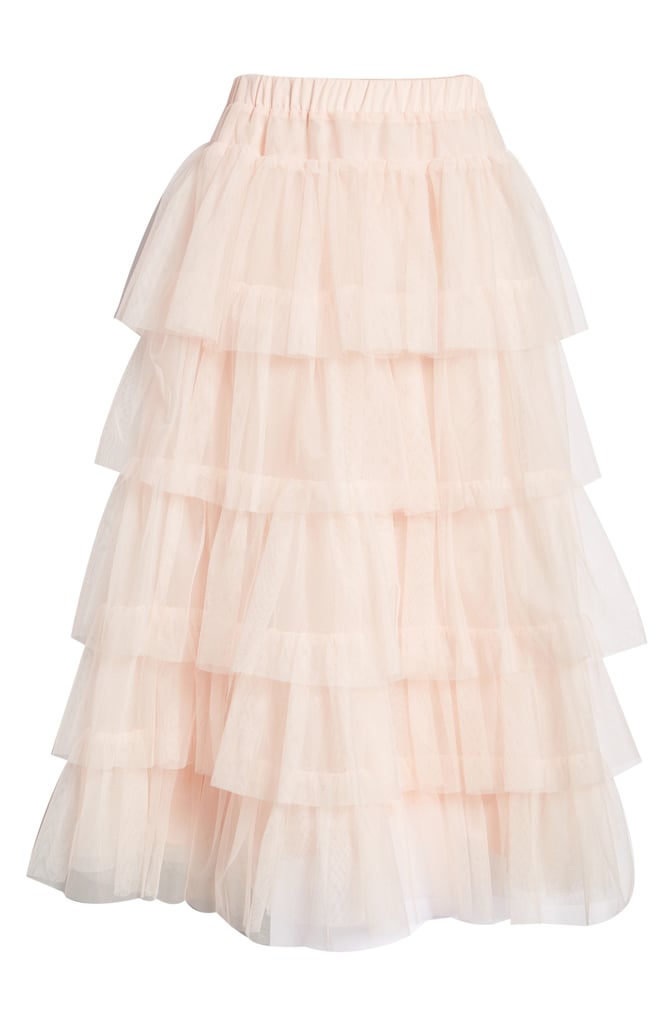 Tiered Tulle Midi Skirt