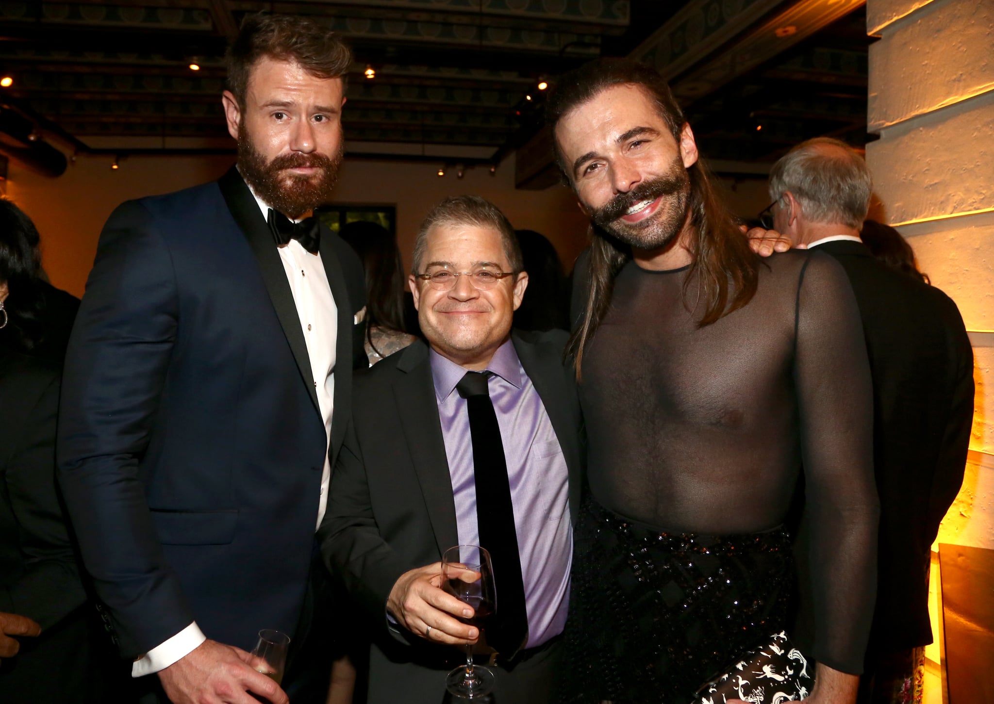 LOS ANGELES, CA - SEPTEMBER 09: Wilco Froneman,  Patton Oswalt and Jonathan Van Ness attend the 2018 Creative Arts Emmy Awards Netflix After Party at redbird on September 9, 2018 in Los Angeles, California.  (Photo by Tommaso Boddi/Getty Images for Netflix)