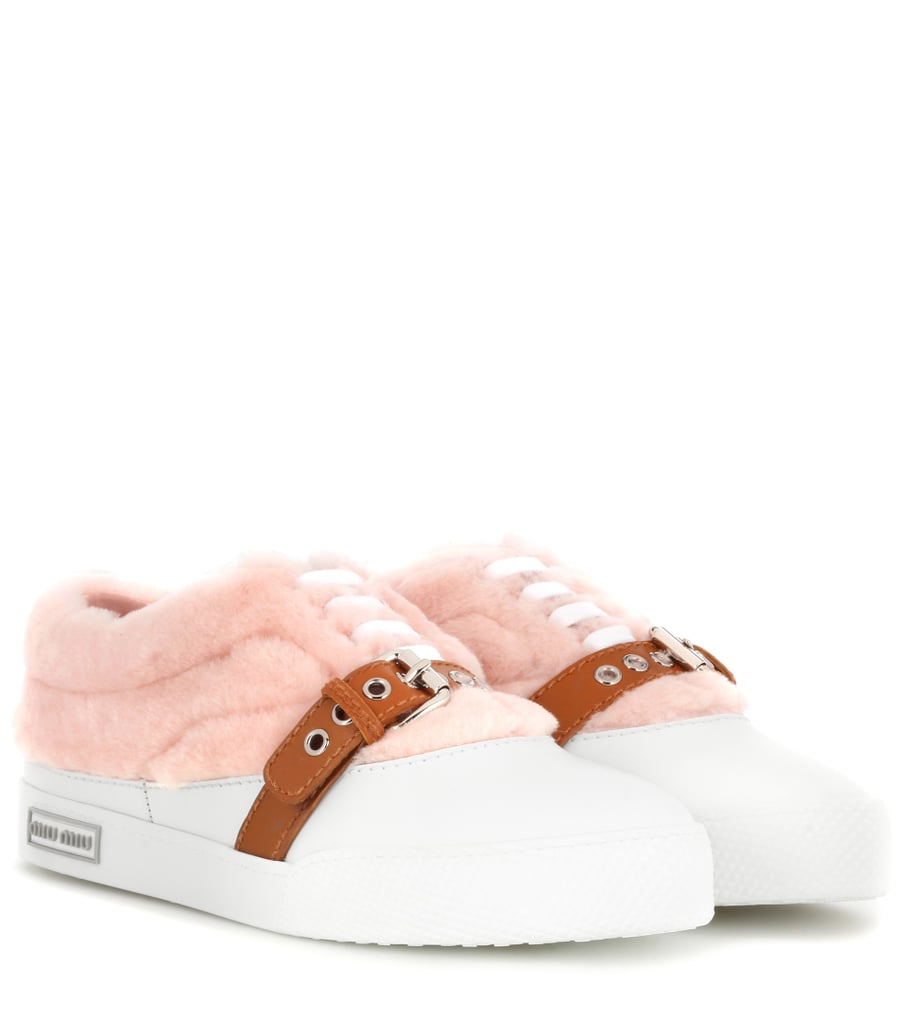Buckle into Miu Miu's Furry Embellished Sneakers ($690)
