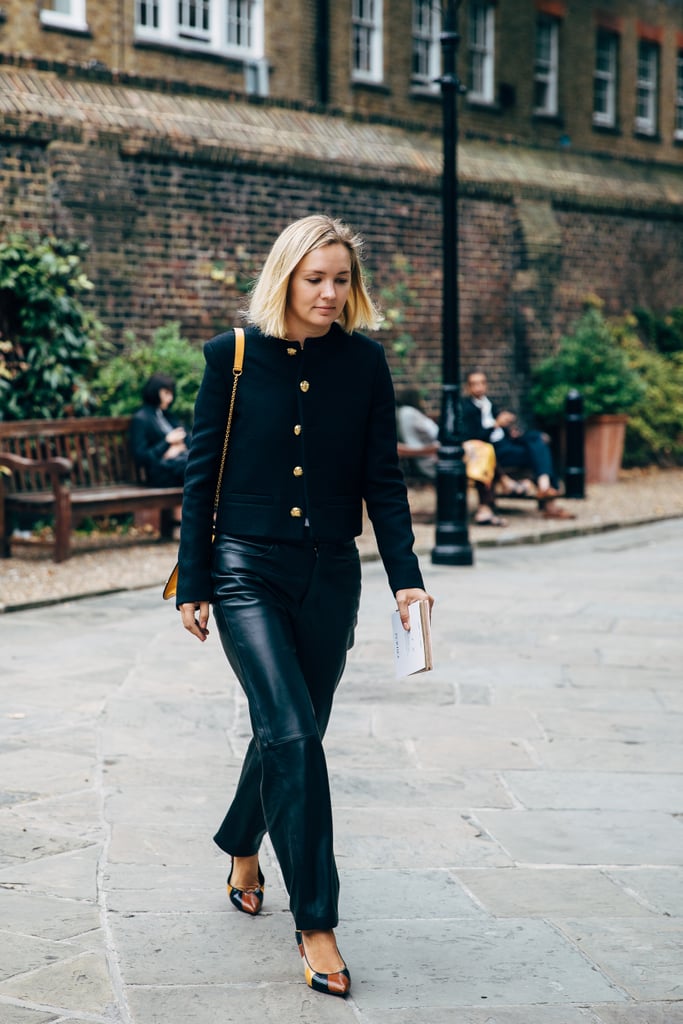 women in leather jeans